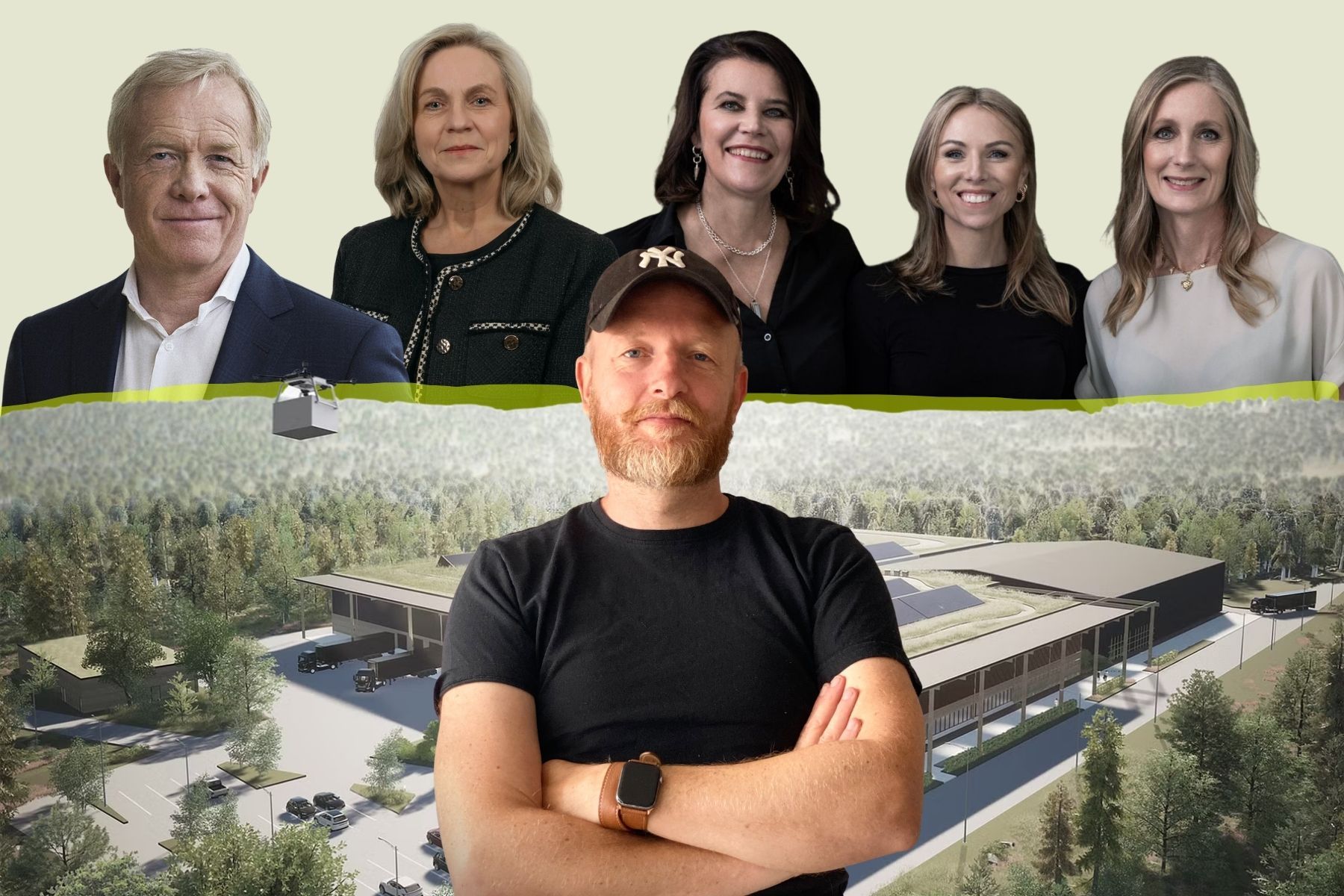 Papershell CEO Anders Breitholtz (centre) with the key investors in the deal. Names listed below.