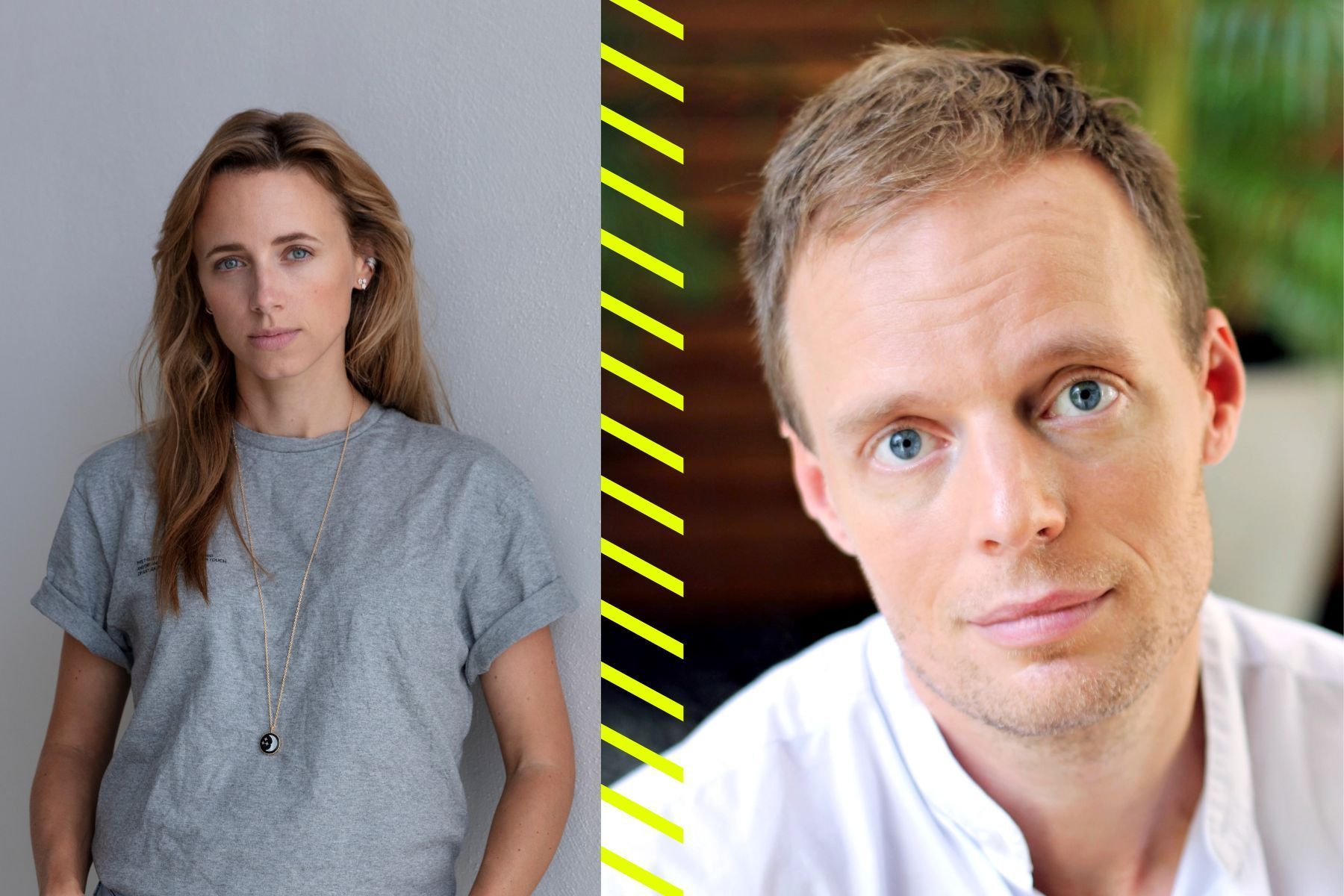 Nina Siemiatkowski, grundare och vd, och Robert Höglund, klimatstrateg på Milkywire. Foto: pressbilder.