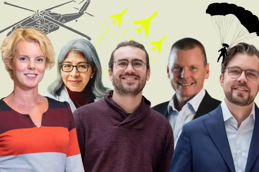 Katarina Sandberg (Lead), Nélida Leiva Eriksson (Ironic), Halvor Fergestad (Linpha), Jonas Ehinger (Gapwaves) och Alessandro Prencipe (Linpha). Foto: Pressbilder (montage).