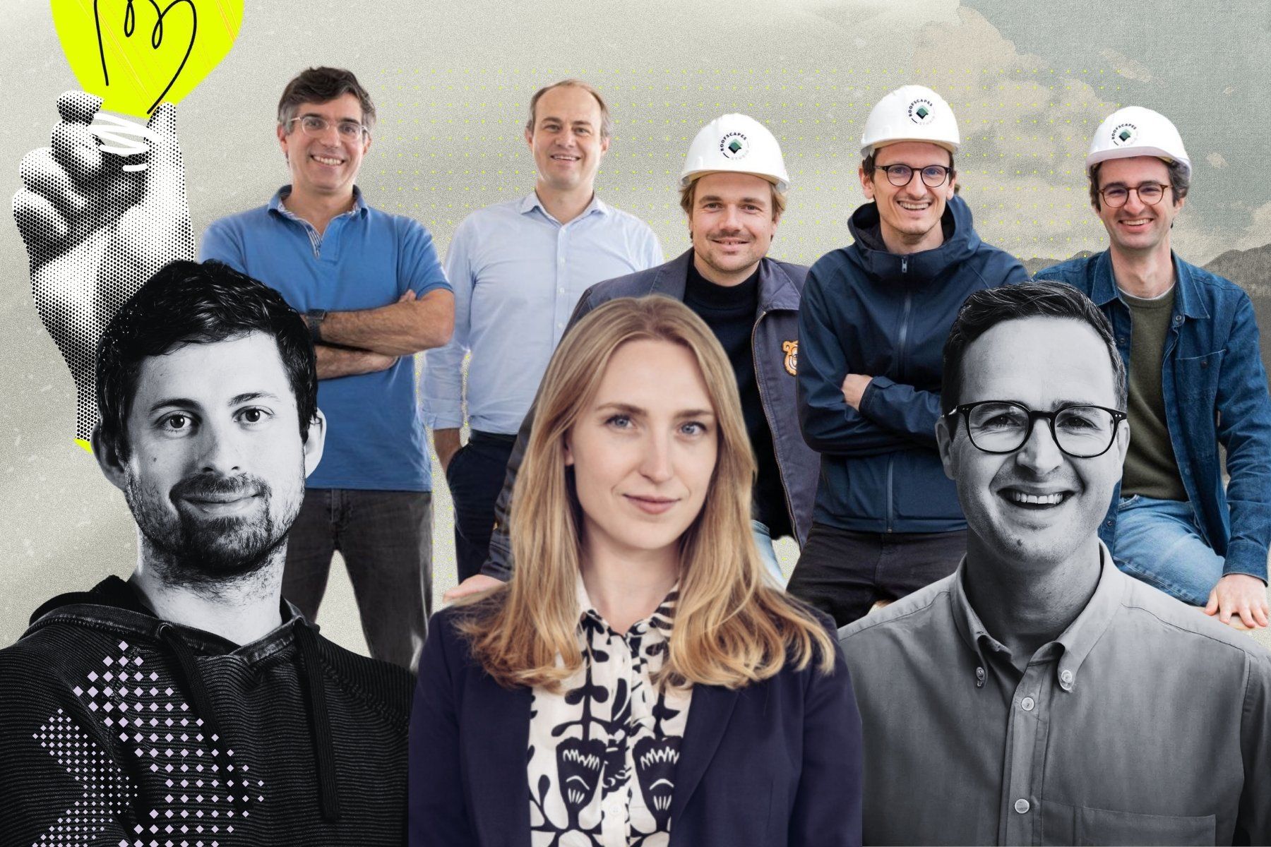 Some of the entrepreneurs behind the adaptation solutions mentioned in the article. Photos: press and collage by Impact Loop.