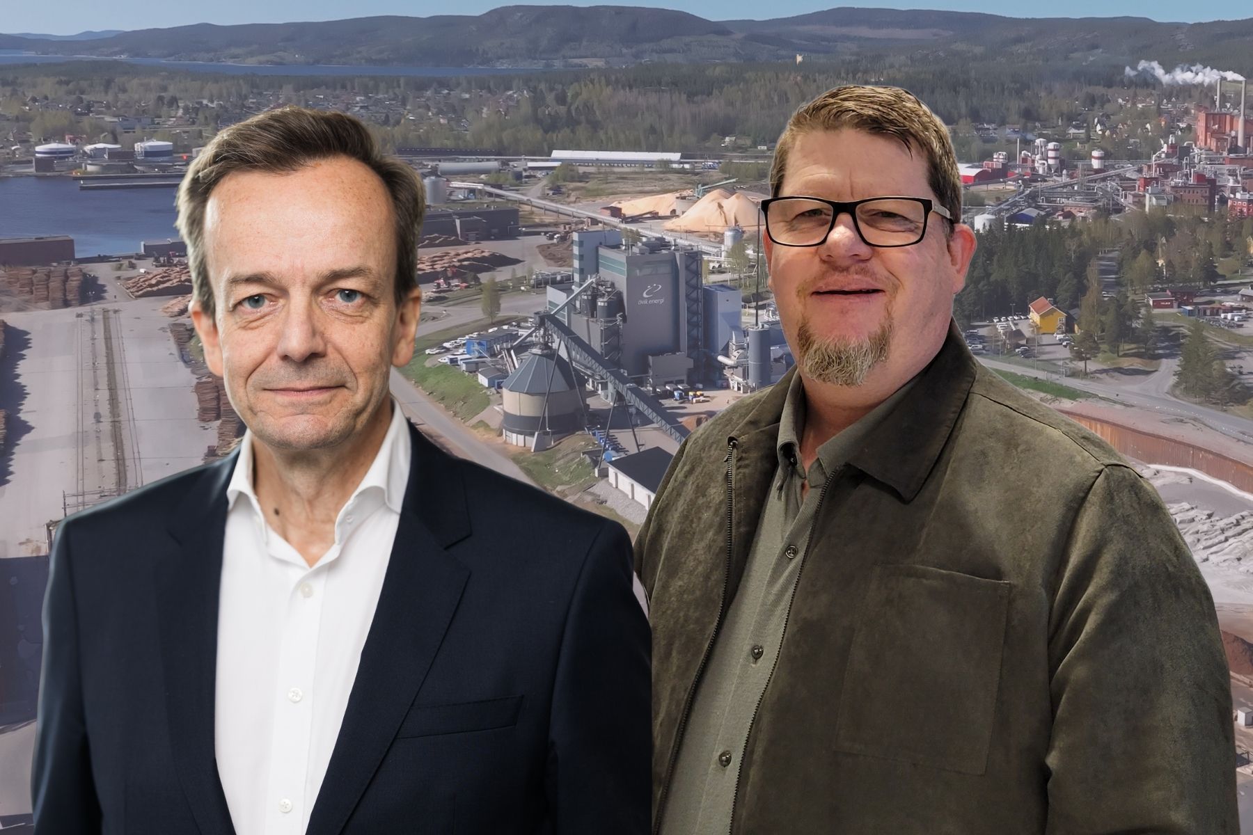 Liquid Winds vd och grundare Claes Fredriksson och Roland Nordin, vd på Övik Energi. Foto: Pressbilder (montage).