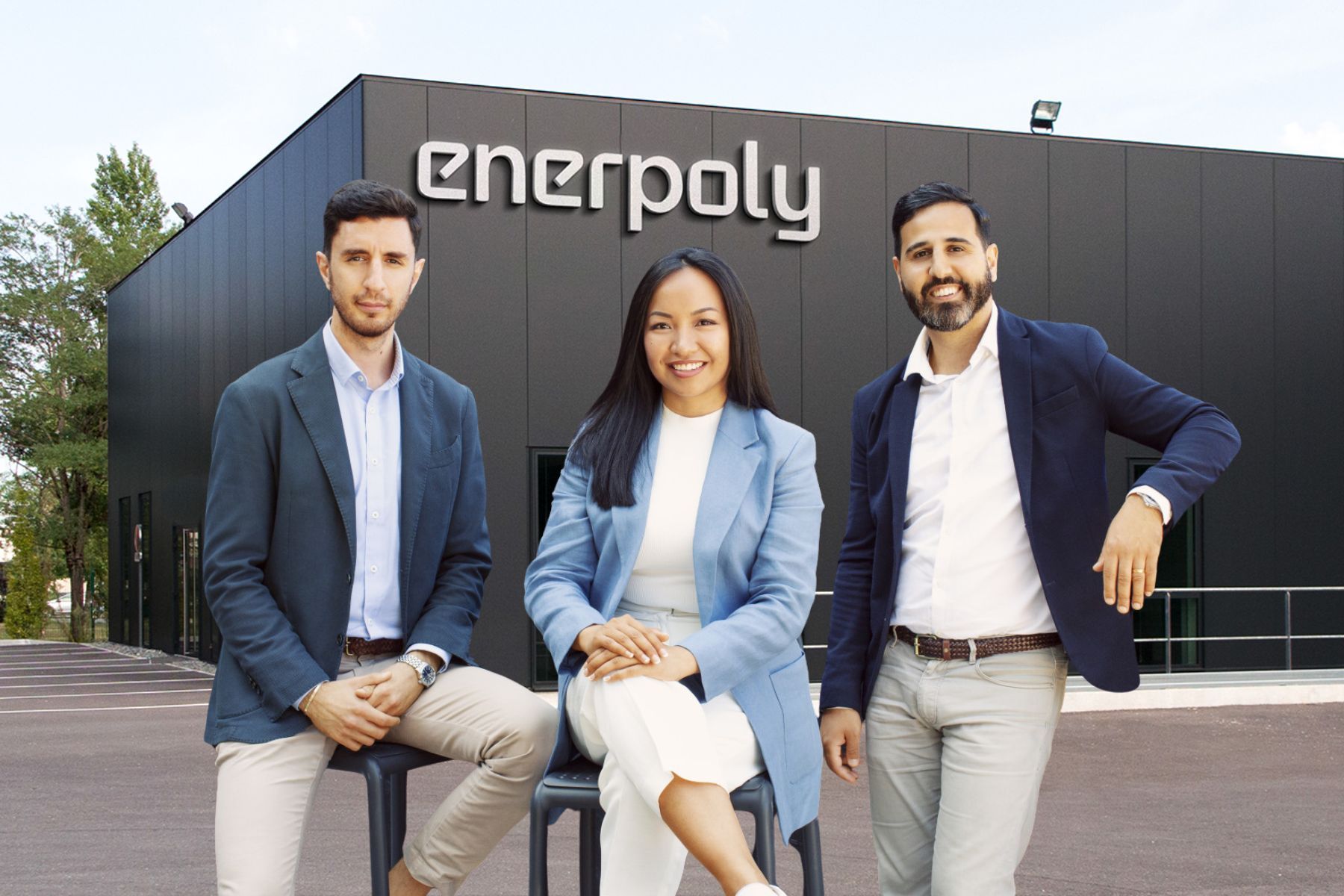 Dr. Mylad Chamoun (left), Eloisa de Castro, and Dr. Samir Nameer. Credit: Enerpoly