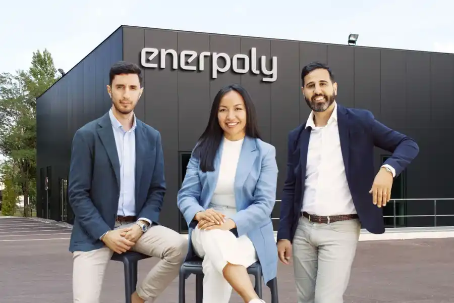 Dr. Mylad Chamoun (left), Eloisa de Castro, and Dr. Samir Nameer. Credit: Enerpoly