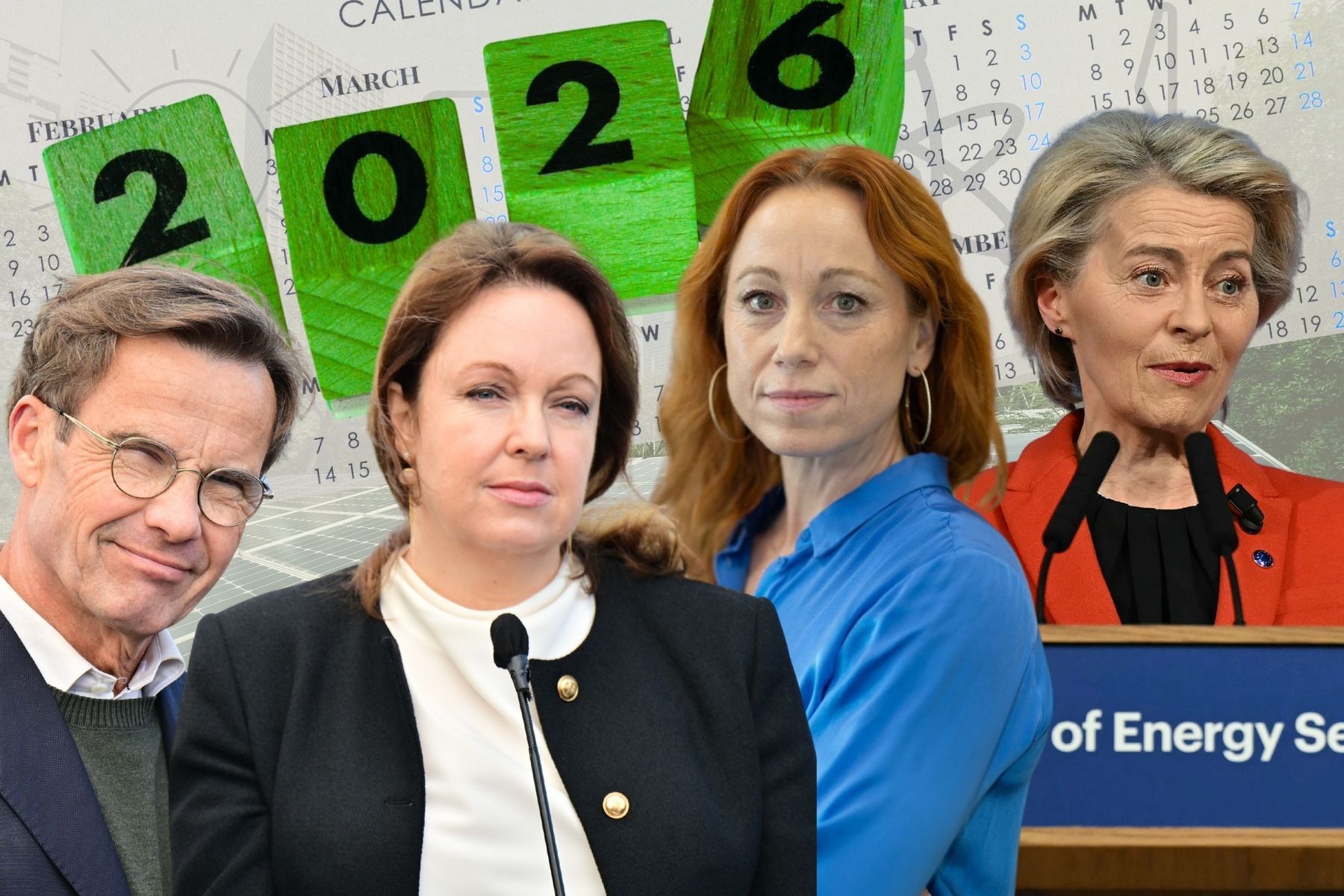 Ulf Kristersson, Anna Borg, Caroline Asserup och Ursula von der Leyen. Foto: Pressbilder (montage).