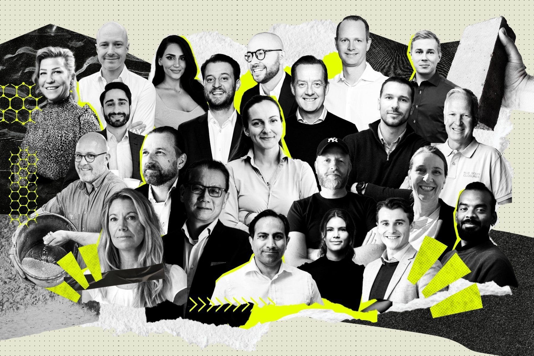 Några av entreprenörerna bakom bolagen i genomgången. Foto: press och grafik av Diana Demin, Impact Loop.