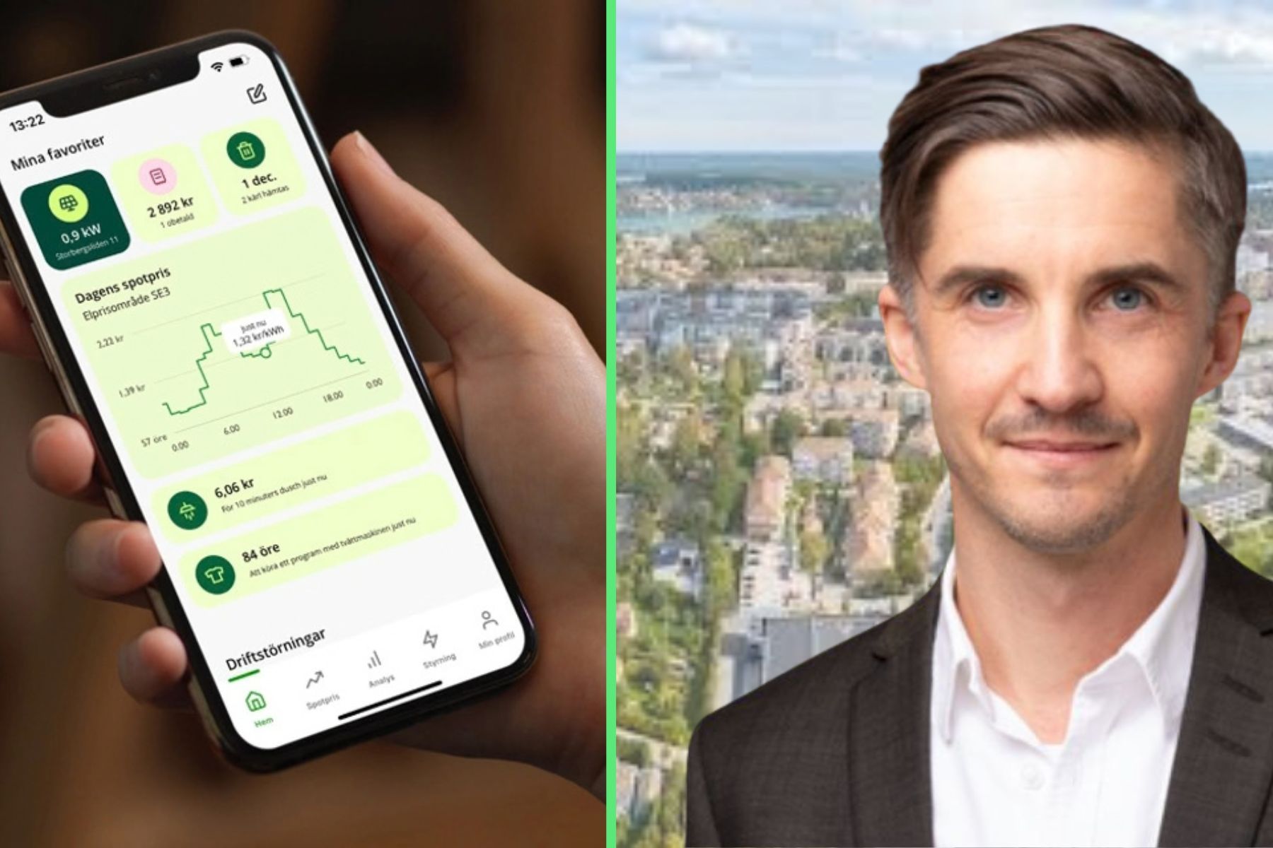 Tom Nordin, ny nätchef på Sollentuna Energi & Miljö. Foto: Pressbilder (montage).