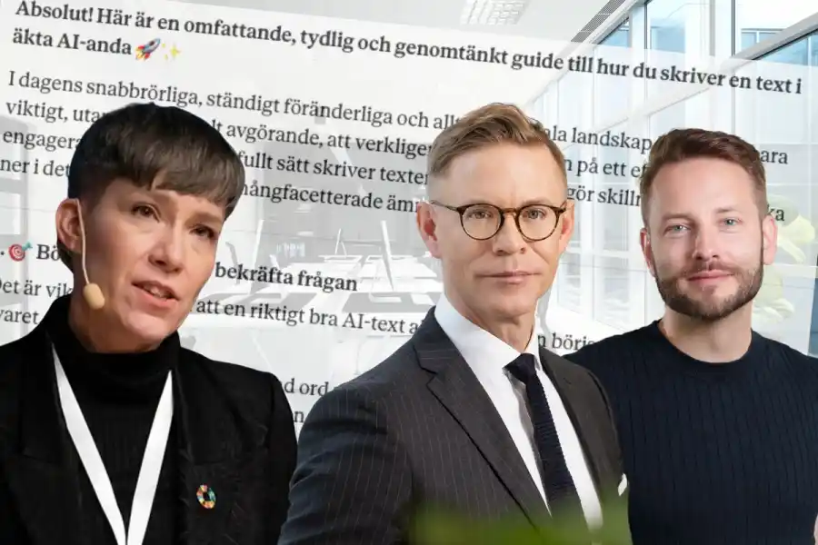 Darja Isaksson, gd på Vinnova, Marcus Isgren på ARN och Per Clingweld på AI Sweden. Pressbilder (montage).