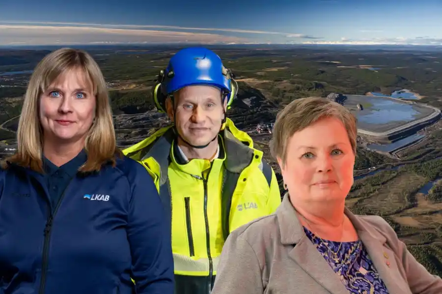 Johan Menckel, vd LKAB, Monika Sammelin, områdeschef LKAB och Birgitta Larsson (S). Foto: pressbilder.