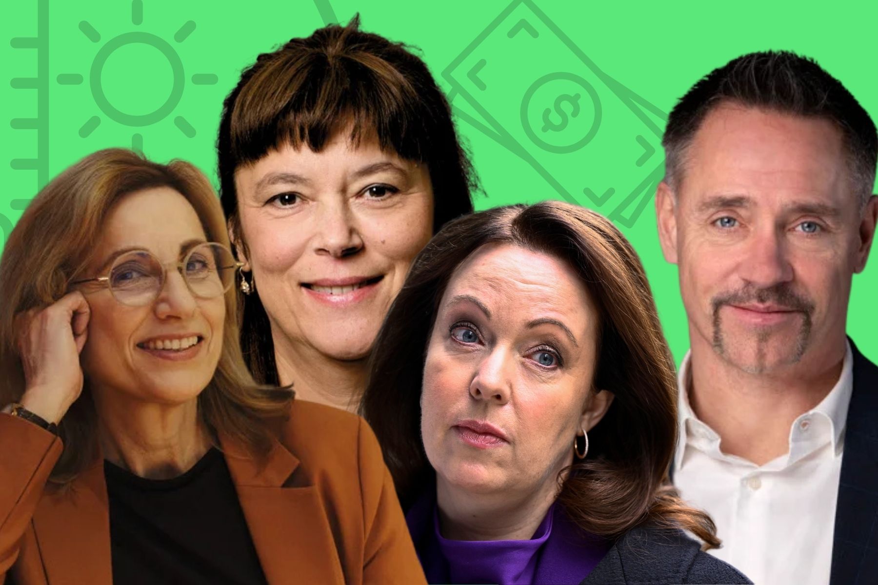 Anita Aspegren, Anna Borg, Tünde Fülöp och Johnny Sjöström tar plats i IVA. Foto: Pressbild/TT. Montage.