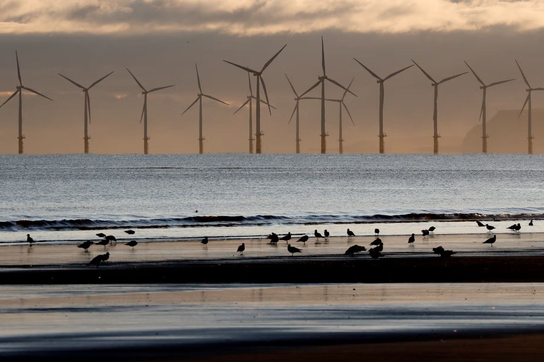 An offshore wind farm in Hartlepool, England. Photo: AP.
