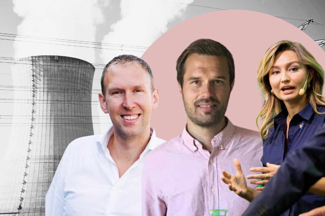 Jacob Stedman, vd Blykalla, Christian Sjölander, vd Kärnfull Next och Ebba Busch, energi- och näringsminister. Foto: Press, collage av Impact Loop.