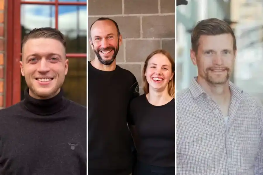 Gustav Andersson (Nordic Energy Audit), Adam Dahlquist och Karolina Gahne (Besca) och Johan Sonne (Energismeden). Foto: Pressbilder.