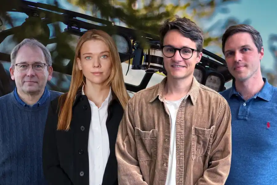 Erik Madeyski Bengtsson på Södra Ädla, Diana Henningsson på Navigare Ventures och Lars Svensson och David Gillsjö, NFA. Foto: pressbilder.