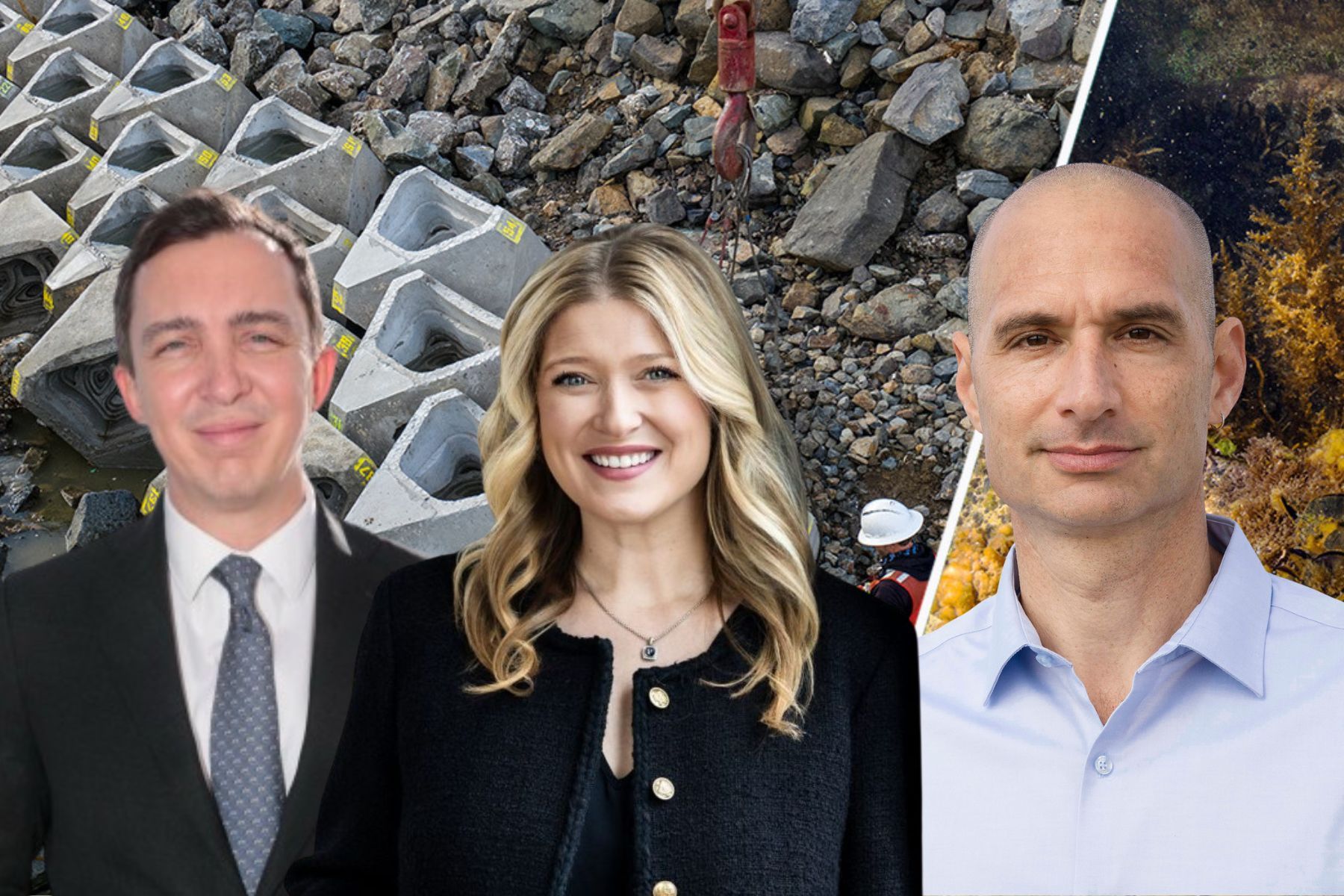 From left: Cristin Pacifico (Builders Vision), Romain Ciarlet (Prince Albert II of Monaco Foundation) and Ido Sella (ECOncrete). Press photos