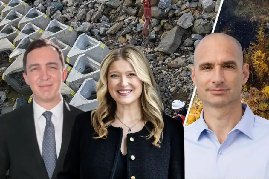 From left: Cristin Pacifico (Builders Vision), Romain Ciarlet (Prince Albert II of Monaco Foundation) and Ido Sella (ECOncrete). Press photos