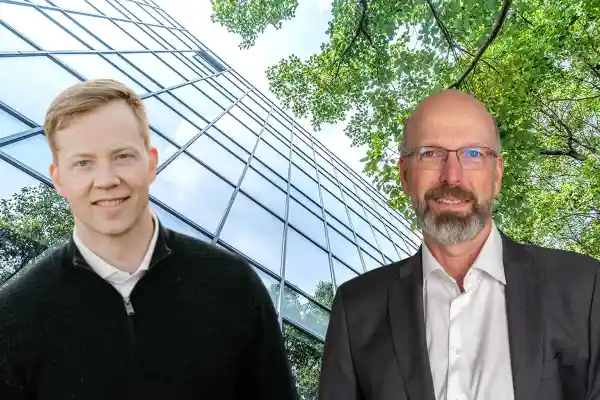 LeakLook CEO Karl Sandelin and Smartvatten CEO Petter Quinsgaard. Photos: Press. Collage: Impact Loop.