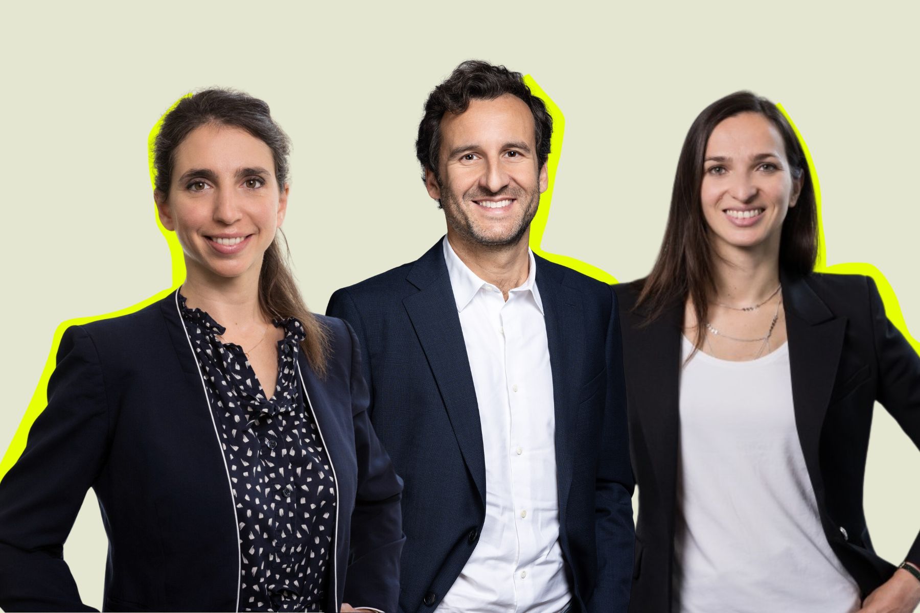 Revaia's new partner Jean-Patrice Bellier (centre) and founding partners Alice Albizzati (left) and Elina Berrebi (right). Press photos/Impact Loop design