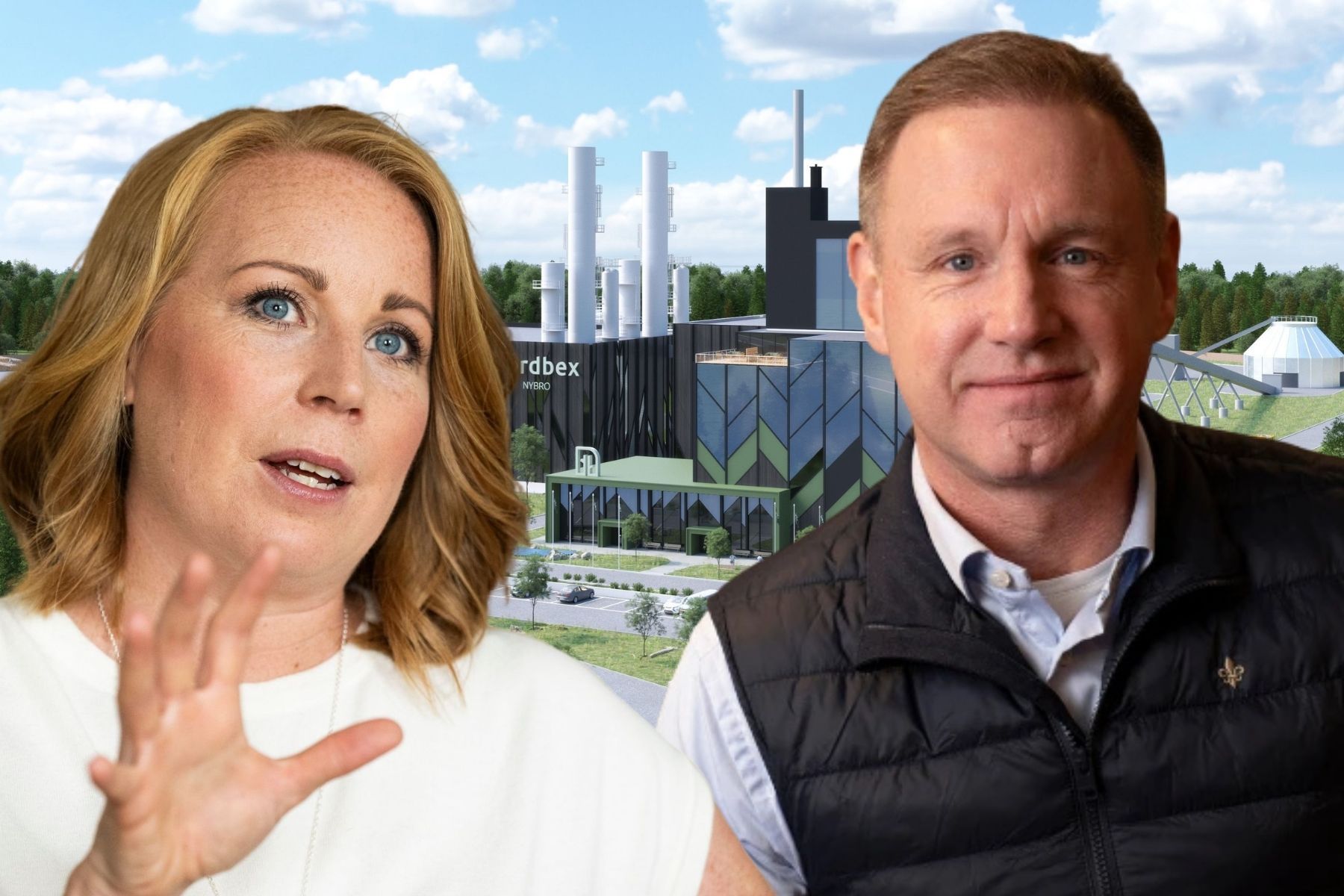 Den tidigare C-toppen Annie Lööf klev nyligen in som ny styrelseledamot och investerare i Nordbex. Till höger Thomas Öström, medgrundare och vd på bolaget. Illustration / Pressbilder (montage).Illustration / Pressbilder (montage).