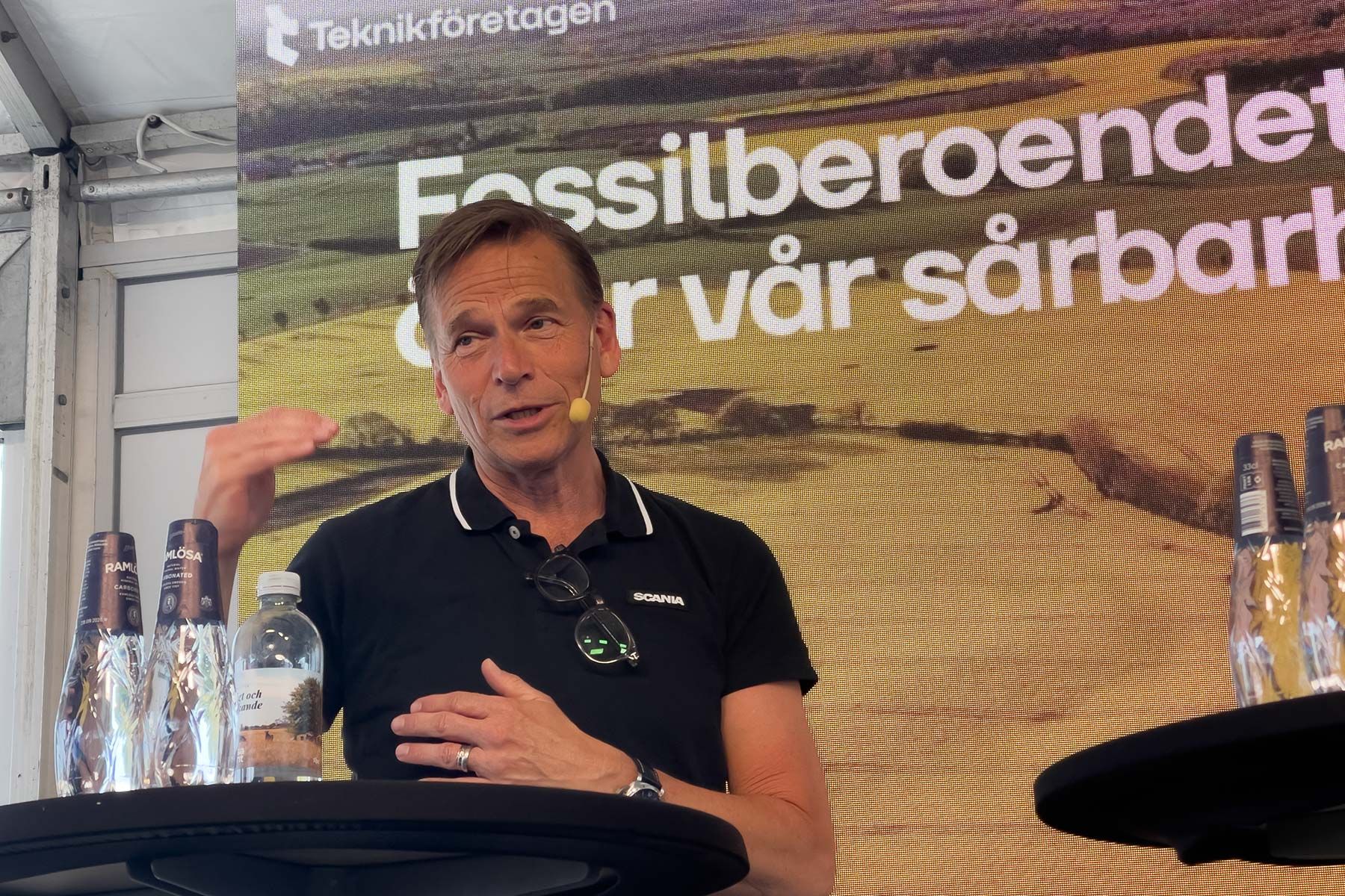 Scanias vd Christian Levin under en paneldebatt på Almedalsveckan i Visby. Foto: Esbjörn Guwallius