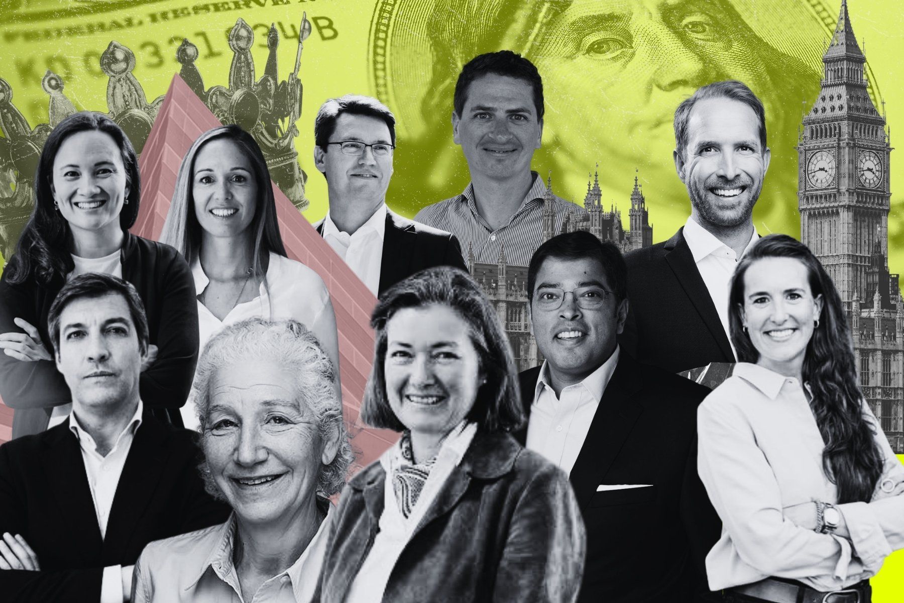 Några av de utländska family office-investerarna i vår genomgång. Foto: press och grafik av Impact Loop