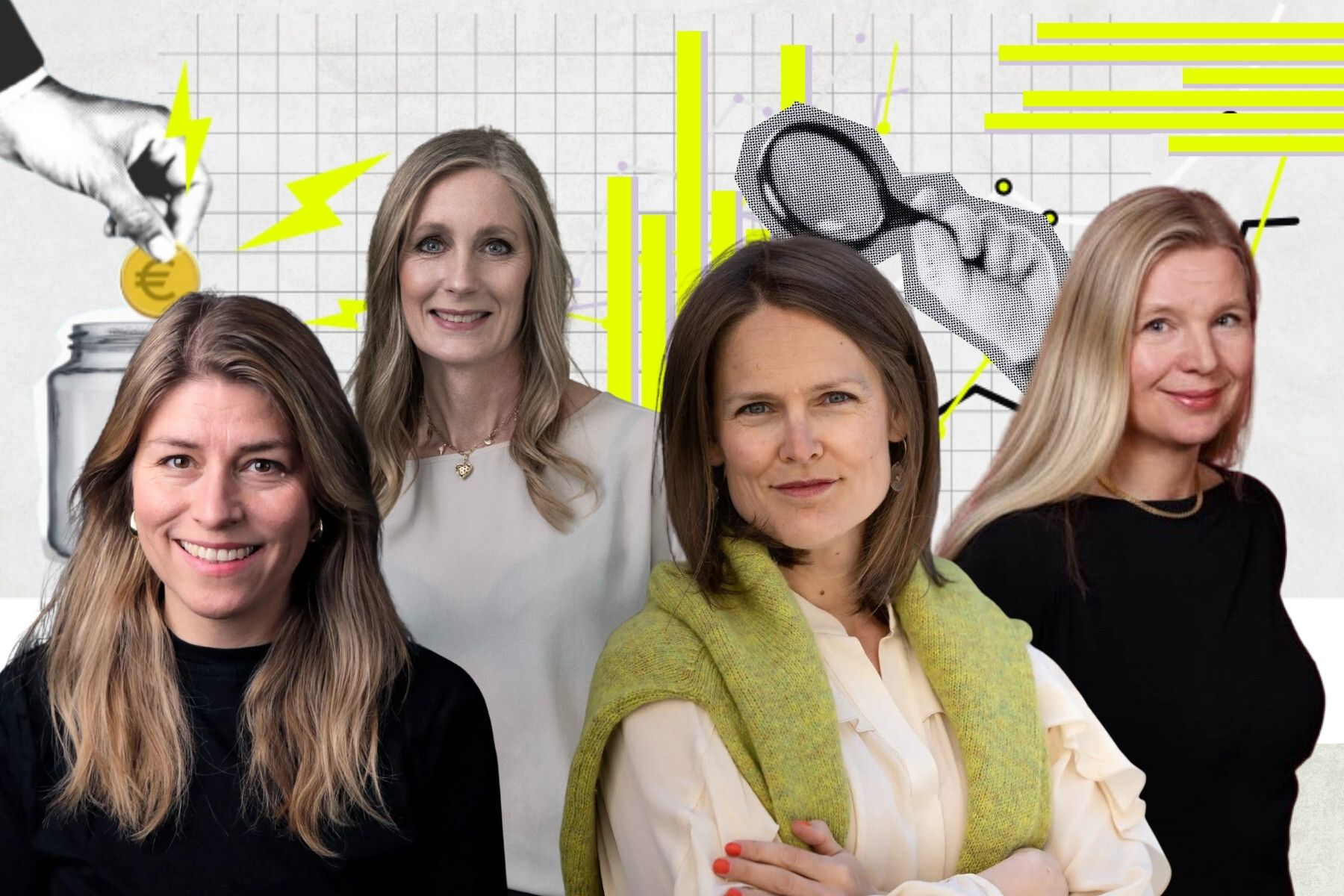 Kerstin Cooley, Rebecka Löthman Rydå, Tarja zu dem Berg och Kristina Söderberg. Foto: pressbilder. Grafik av Impact Loop.