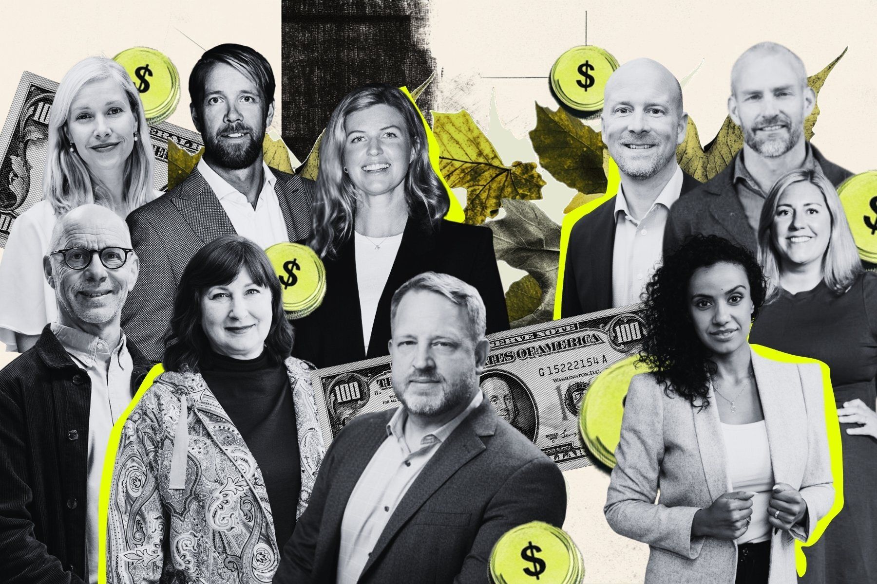 Investerarna som Impact Loop pratat med. Alla namn finns längre ner i artikeln. Foto: pressbilder. Grafik: Diana Demin, Impact Loop.