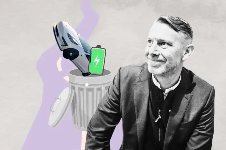 Peter Carlsson, vd och medgrundare till Northvolt. Foto: TT, grafik av Impact Loop.