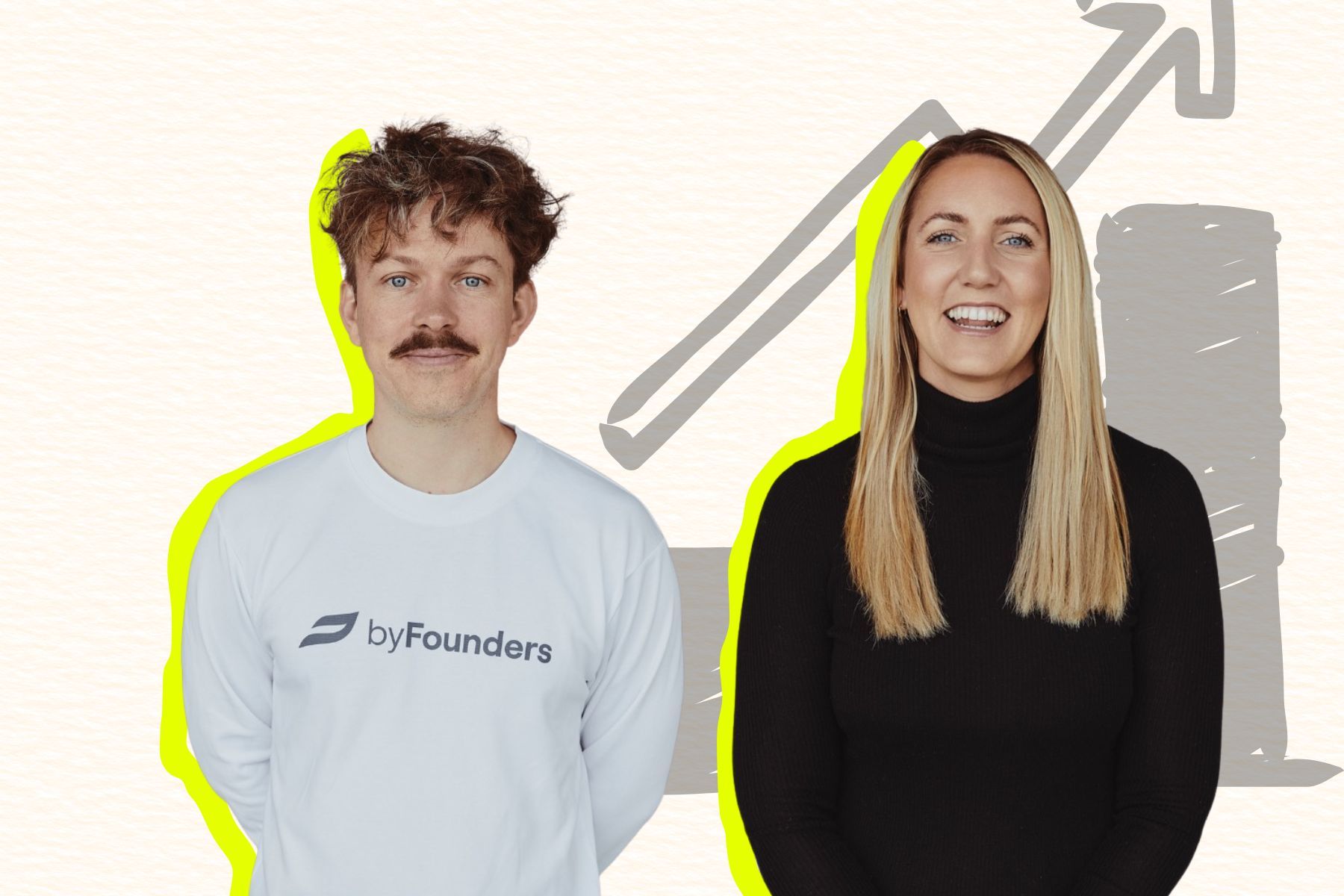 Magnus Hambleton och Sara Rywe på byfounders. Foto: Pressbild.