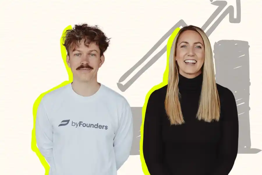 Magnus Hambleton och Sara Rywe på byfounders. Foto: Pressbild.