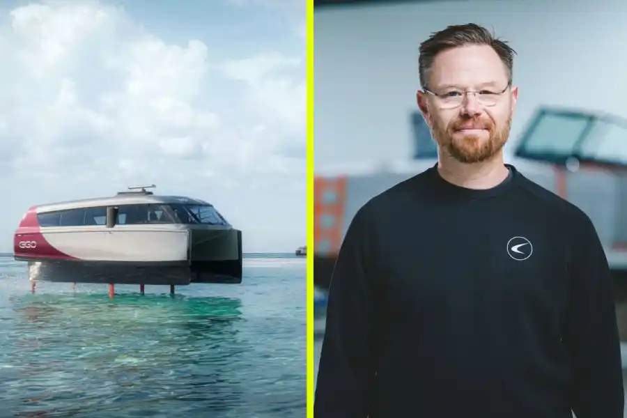 Candela founder and CEO Gustav Hasselskog with a P-12 Shuttle. Supplied/Impact Loop design