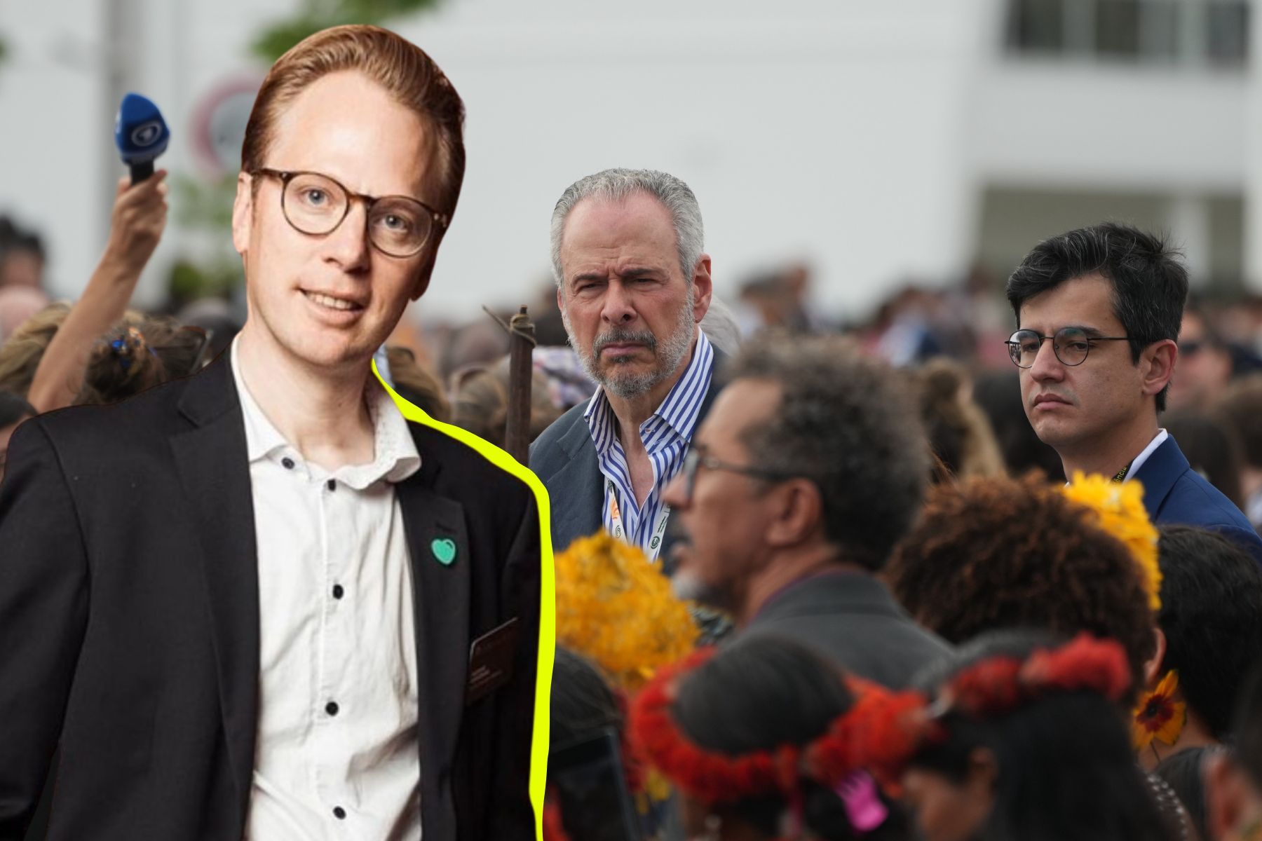 Ingmar Rentzhog, grundare av We Don't Have Time. I bakgrunden COP-ordföranden André Corrêa do Lago (foto: TT).