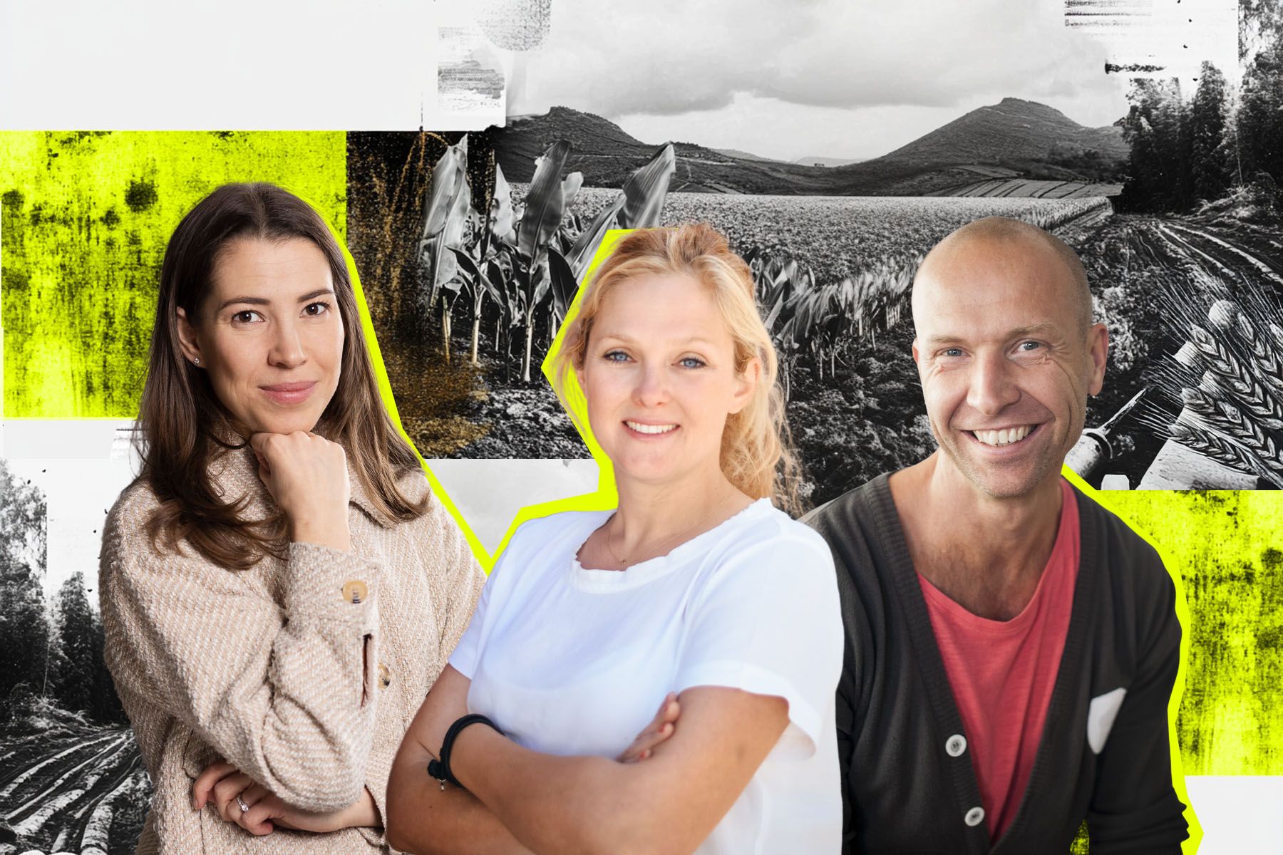 Erika Hombert, Pinc, Sara Maxence, Regenerator, och Tomas Erlandsson, Nordisk Råvara. Foto: pressbilder/collage av Impact Loop.