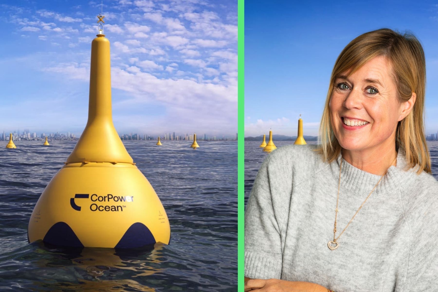 Linda Nyberg, ny kommunikations- och pr-chef på Corpower Ocean. Foto: Pressbilder (montage).