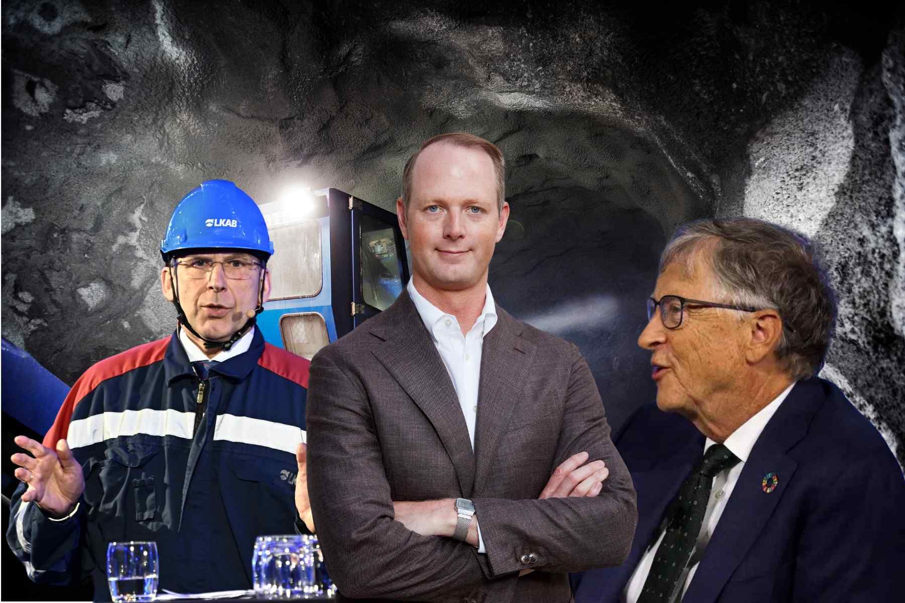 LKAB:s vd Jan Moström, Oscar Hallén och Bill Gates. Foto: Press/Jonas Ekströmer/TT/AP/Fredrik Alm