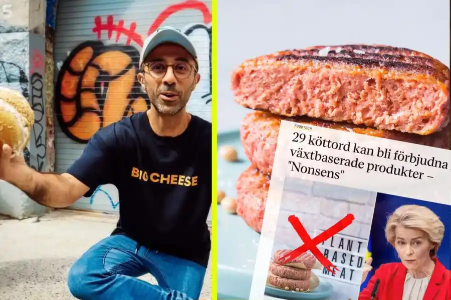 Foodtech-entreprenören Sorosh Tavakoli välkomnar Beyond Meats nya drag. Foto: Pressbilder. Montage: Impact Loop.