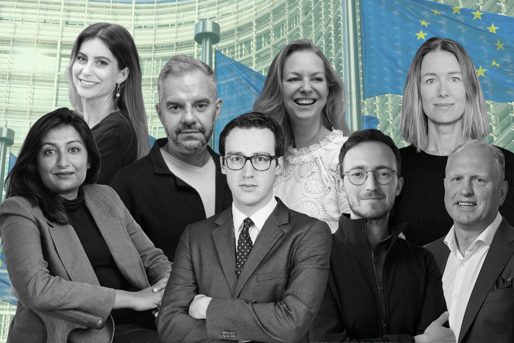 Cleantech for Europe director Victor van Hoorn (centre) with some of the investors and founders that signed the open letter. Full names below. Press photos/Impact Loop design