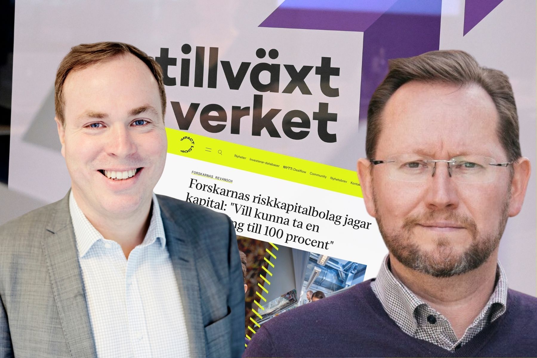 Tim Brooks på Tillväxtverket och Siimon Vaske, ansvarig för Trio Invest. Foto: Pressbilder/TT. Montage: Impact Loop.