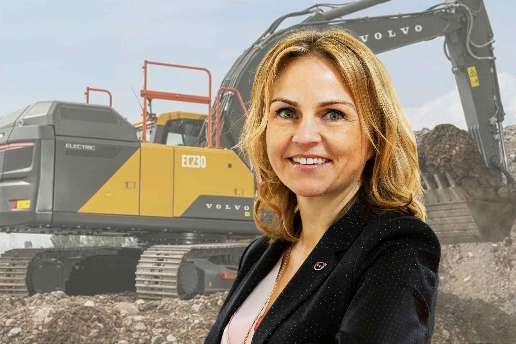 Anne Best, varumärkeschef på Volvo CE. Foto: Pressbilder (montage).