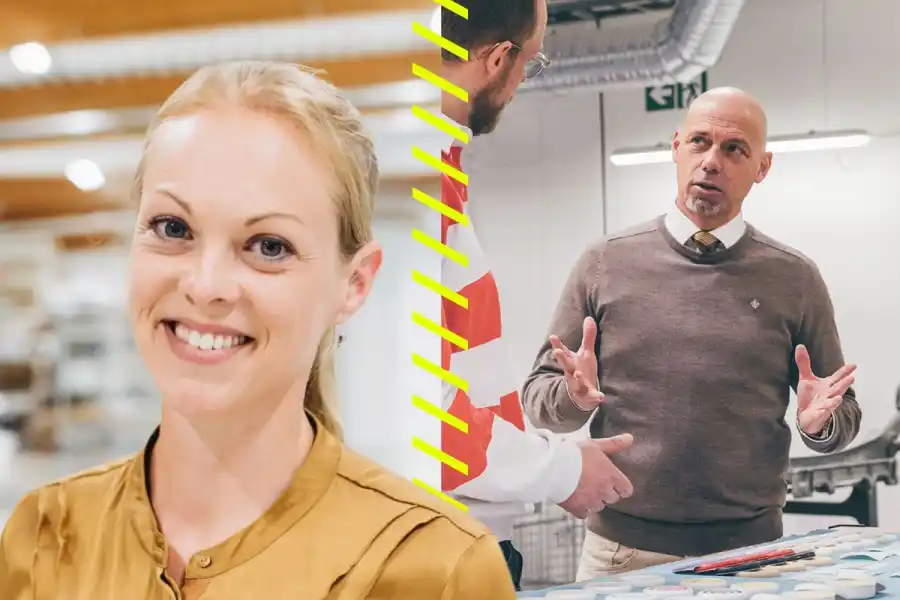 Sanna Fager, kommersiell chef på PulPac och Morgan Svensson, grundare av Future Materials Sweden. Foto: Pressbild.