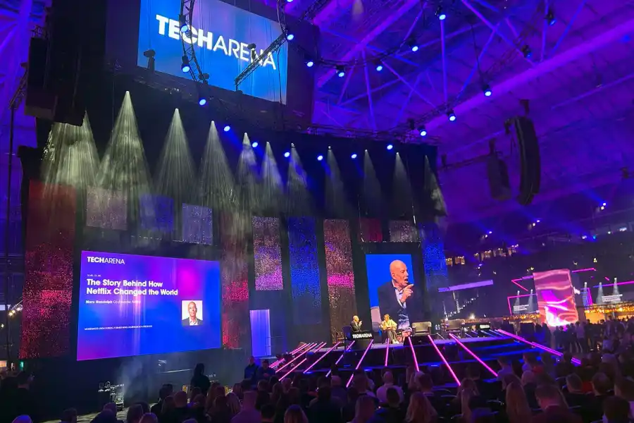 Marc Randolph, medgrundare Netflix. Linda Nyberg, Tech Arena. Foto: Christian von Essen