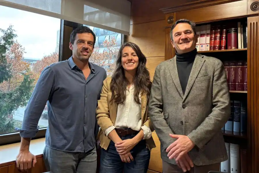 Goparity founder Nuno Brito Jorge (left) with Marta Abbad, former COO of Bolsa Social, and its founder José Moncada. Supplied