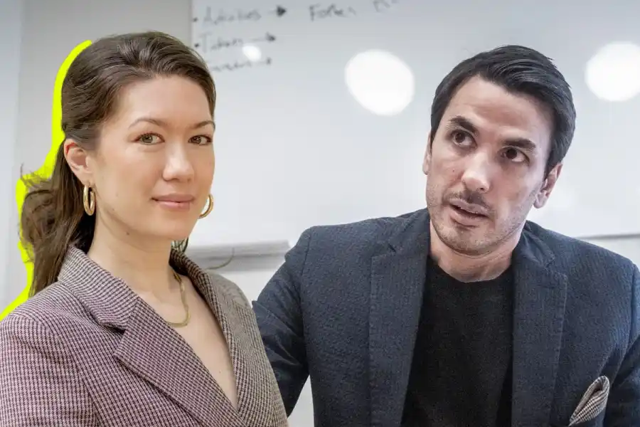 Migrationsrådgivaren Saaya Sorells-Weatherford och Omid Ekhlasi, vd på techarena. Foto: TT och pressbild.