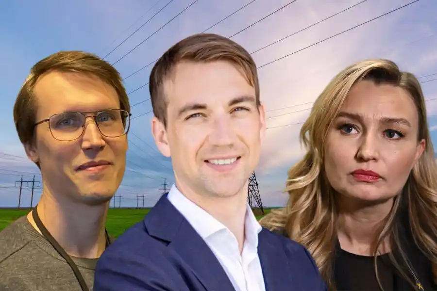 Martin Nilsson, planeringsingenjör på Telge Energi elnät, Andreas Ringvall, enhetschef på Sala-Heby Energi elnät och Ebba Busch (KD). Foto: Pressbilder/TT (montage).