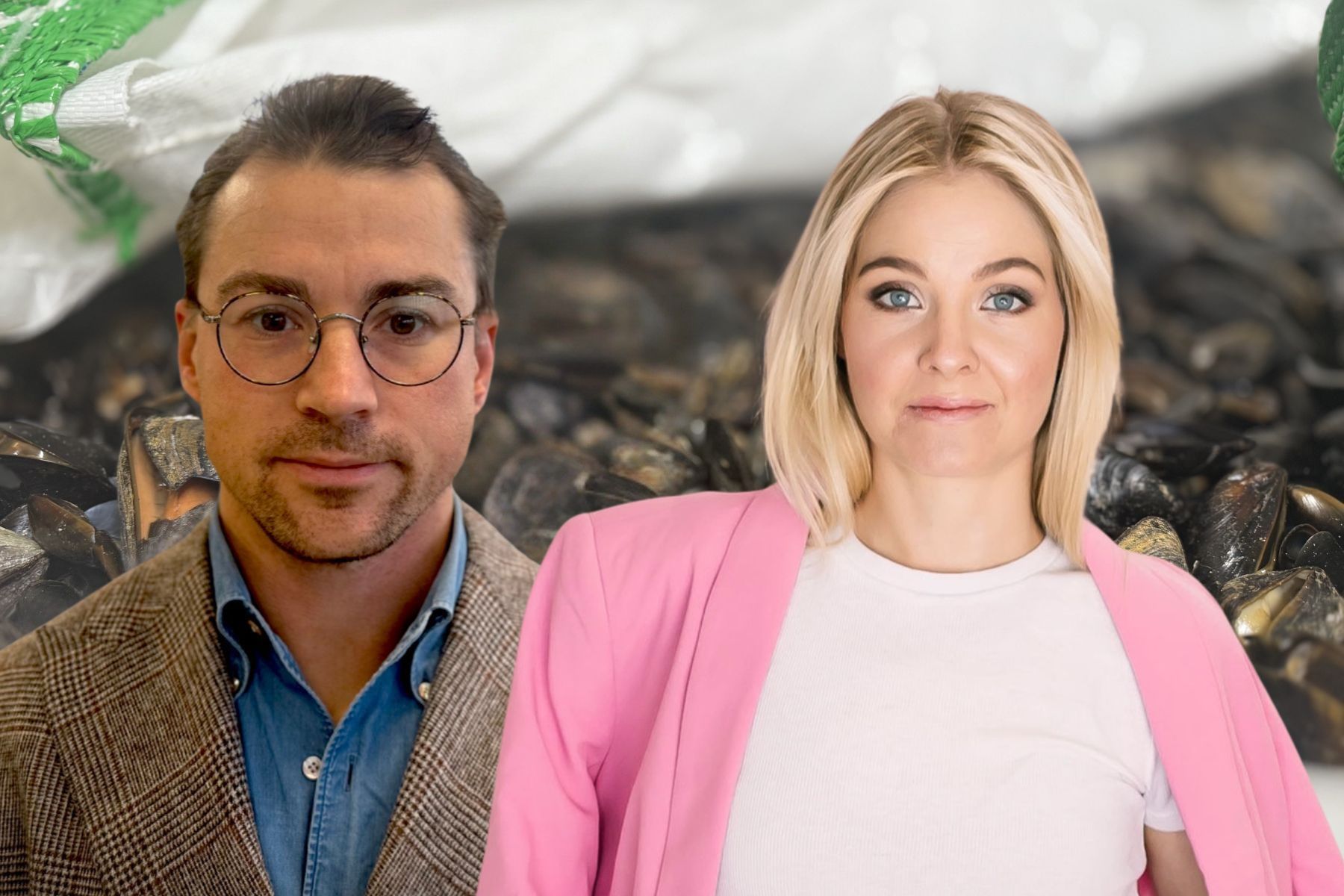 Erik Lindberg, grundare och Olivia Westerström, interim-vd på Musselfeed. Foto: pressbilder.