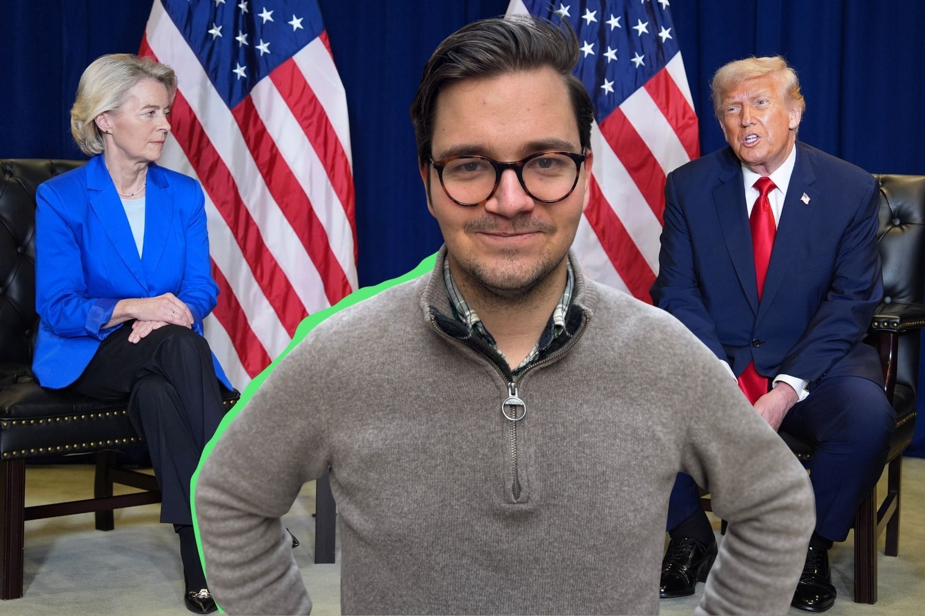 Ursula von der Leyen, Gabriel Nilsson och Donald Trump. Foto: TT/Energy Loop. Montage.