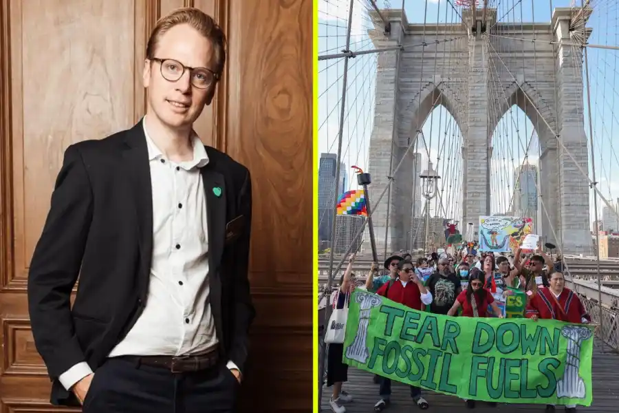 Ingmar Rentzhog, grundare av We Don't Have Time. Foto: Evan Pantiel & David Thunander. Climate Week i New York. Foto: AP.