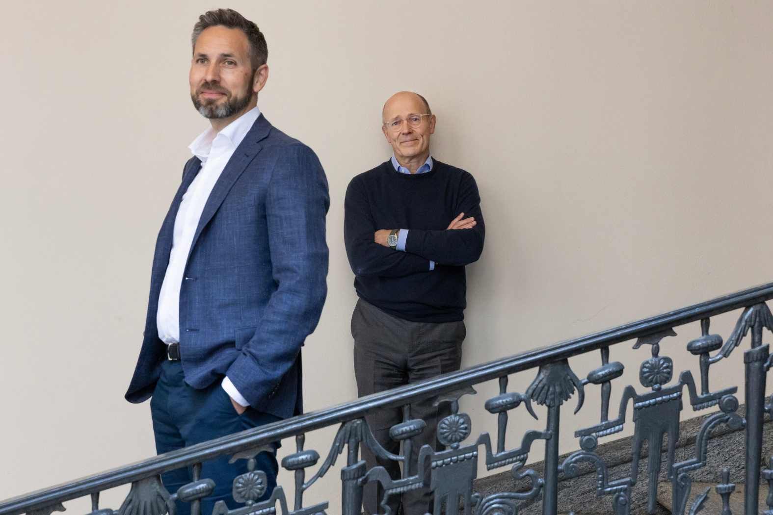 Martin Lewerth, vd för Aira, och Harald Mix, grundare av Vargas. Foto: Cornelia Jönsson/TT.