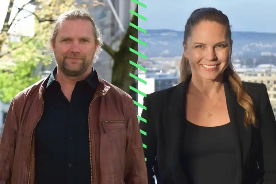 Grundaren Tharald Nustad och tidigare vd:n Linn-Cecilie Linnemann. Foto: pressbild.