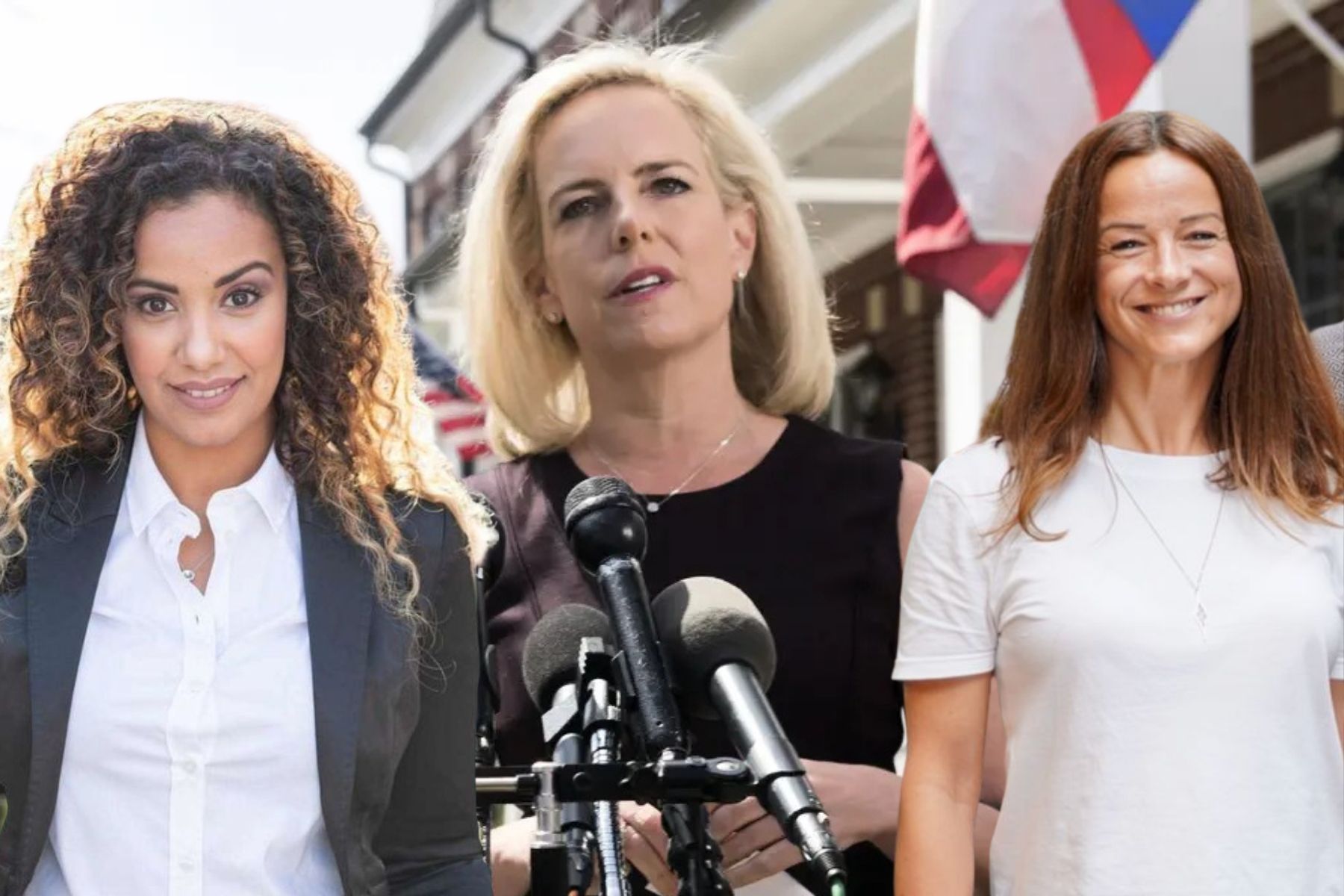 Nora Bavey, Kirstjen Nielsen och Funda Sezgi. Foto: Pressbilder/TT. Montage: Impact Loop.