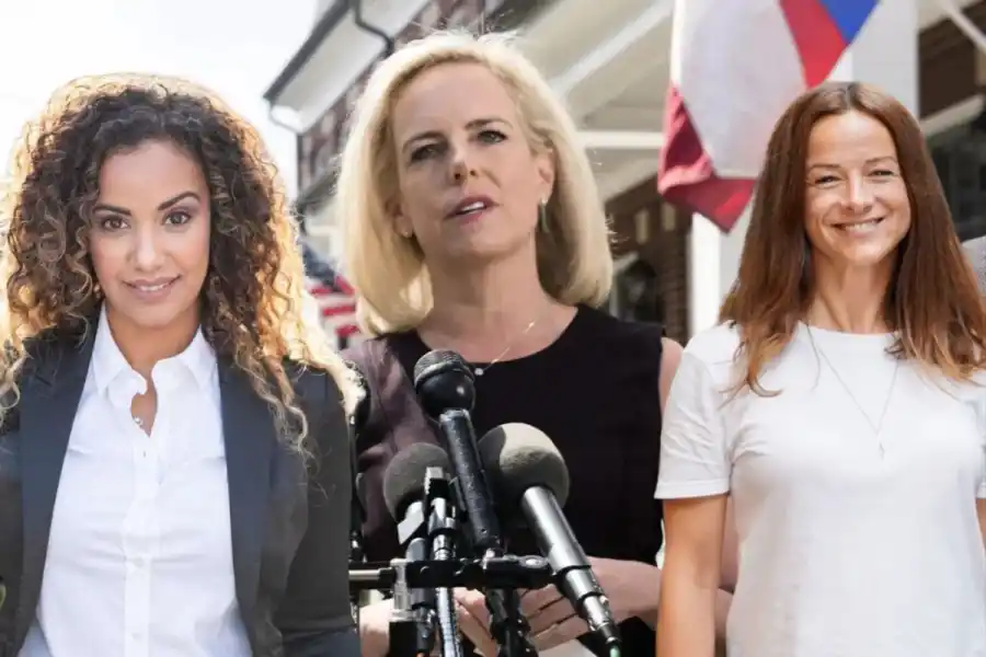 Nora Bavey, Kirstjen Nielsen och Funda Sezgi. Foto: Pressbilder/TT. Montage: Impact Loop.
